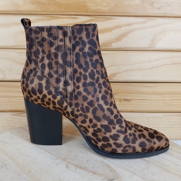 NEW MARC FISHER LTD Alva Leopard Calf Hair Bootie Ankle Boot Slip-on Pointed Toe - Picture 7 of 10
